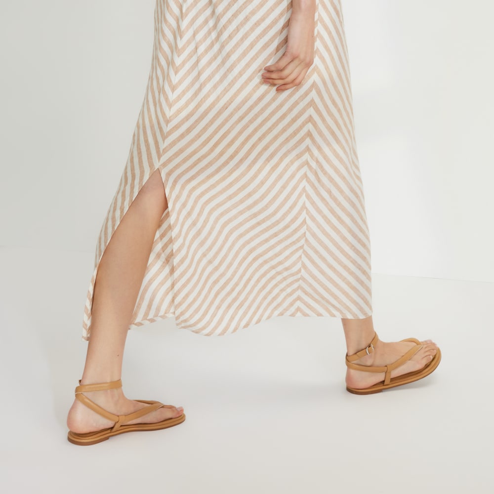 The Linen Bias Cut Dress | Bone / Caramel