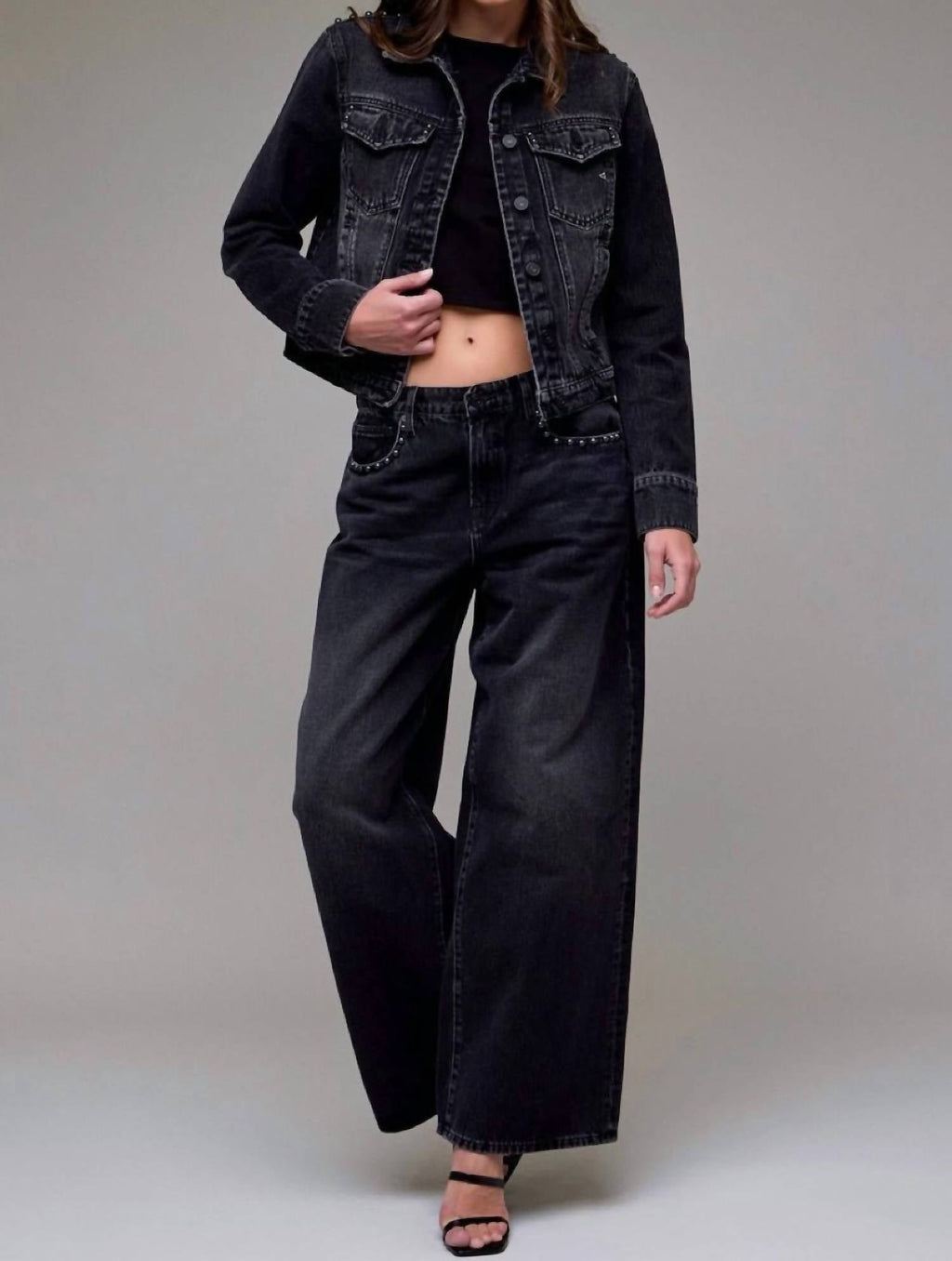 Hidden - Women's Oversized Low Slung Studded Baggy Jean