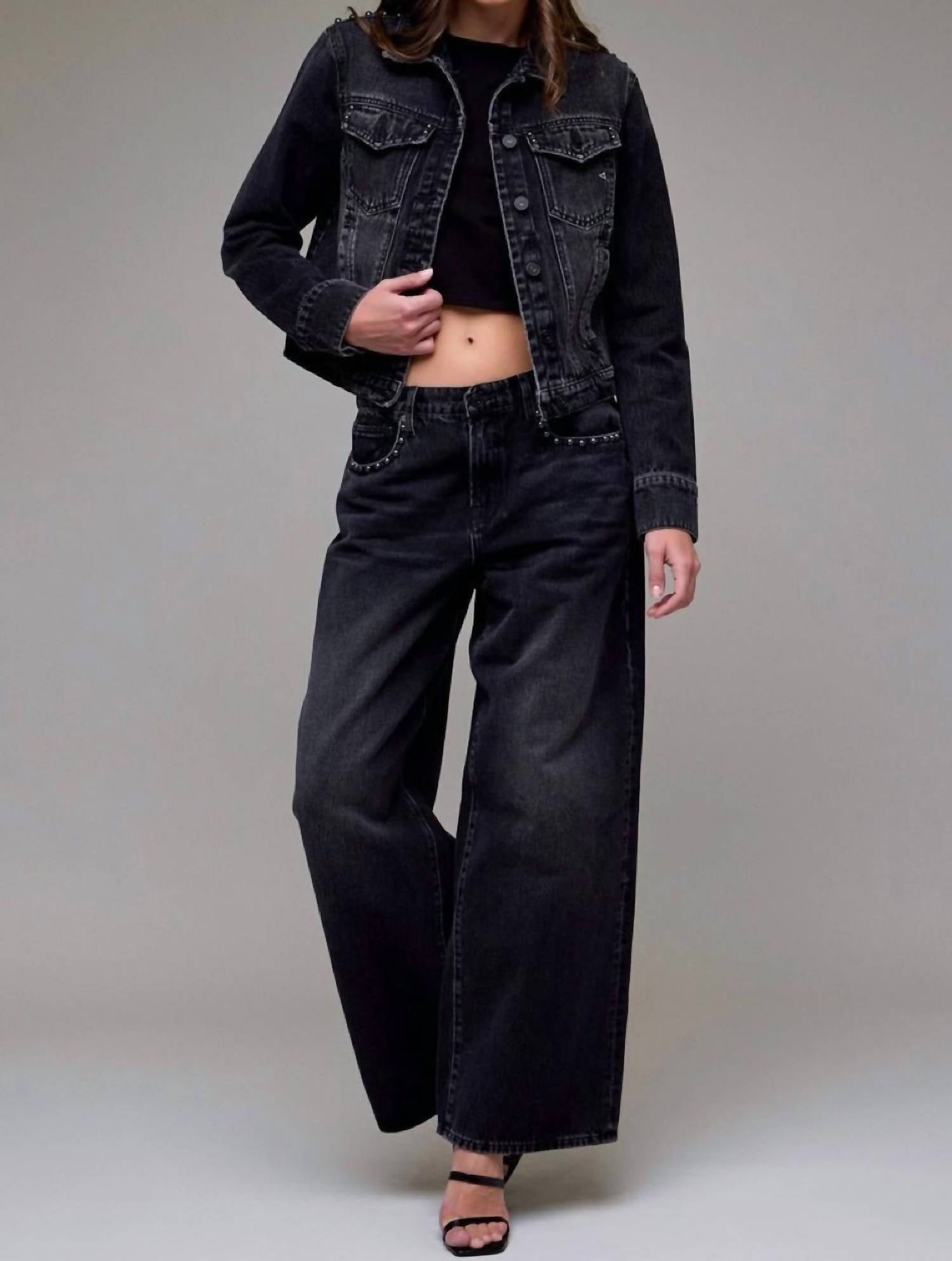 Hidden - Women's Oversized Low Slung Studded Baggy Jean