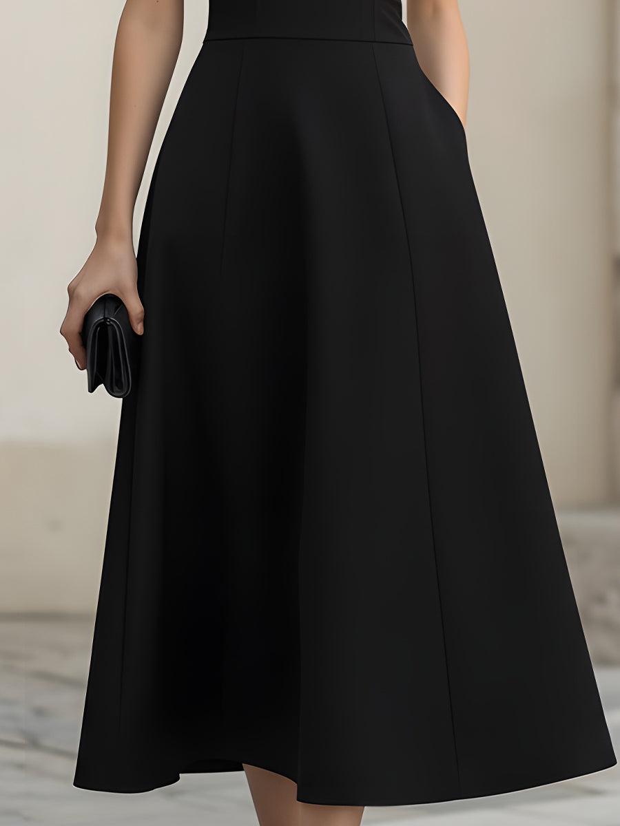 Spaghetti Strap V Neck Midi Dress