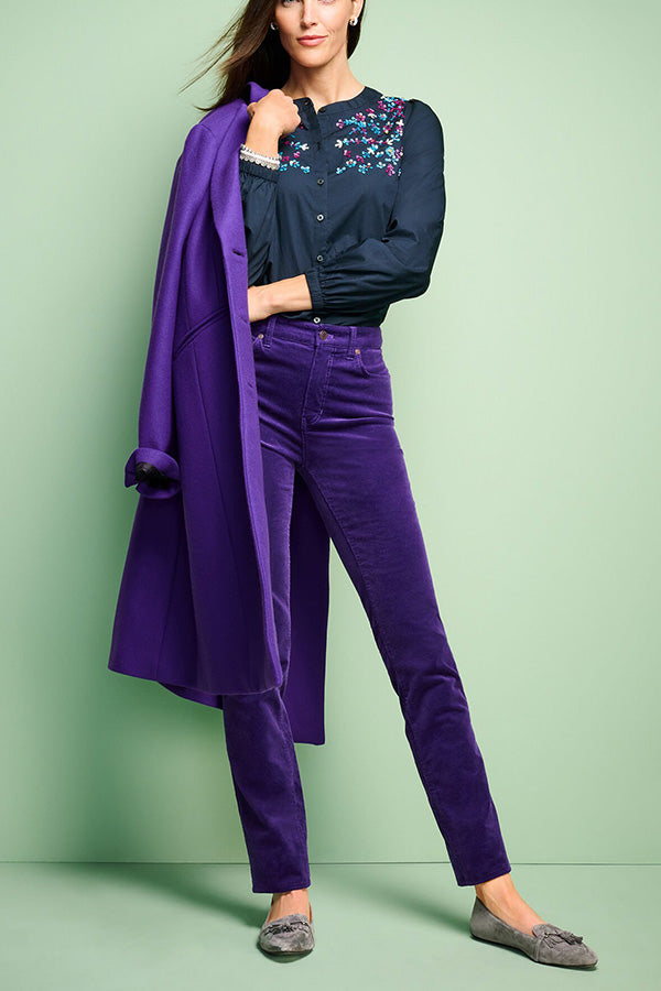STRETCH CORDUROY STRAIGHT LEG PANTS