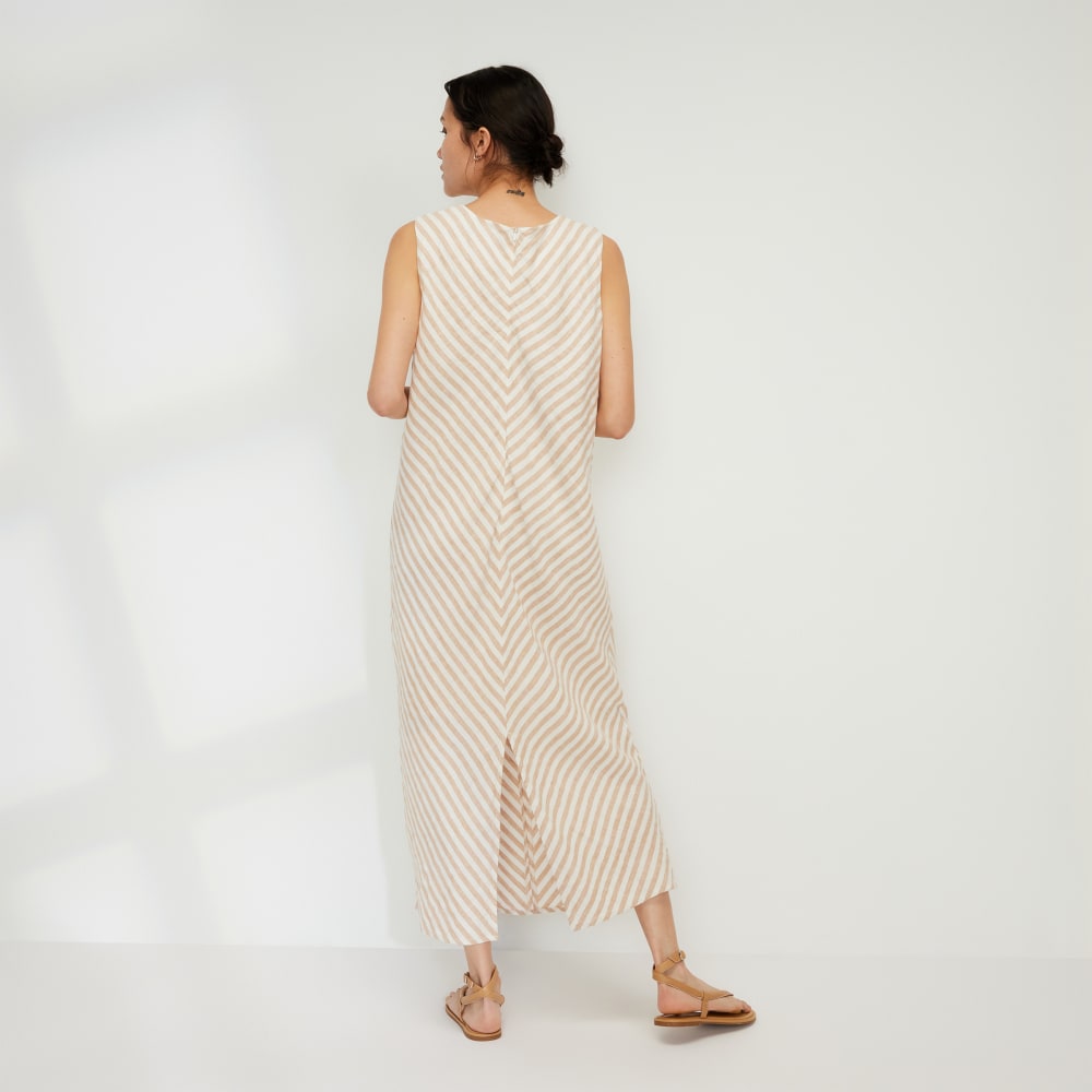 The Linen Bias Cut Dress | Bone / Caramel