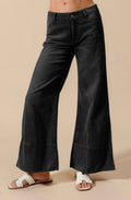 So Me - Wide Leg Flared Washed Corduroy Pants