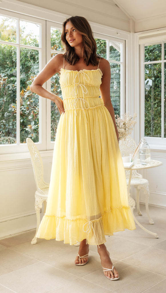 Sling Ruffle Sweet Midi Dress