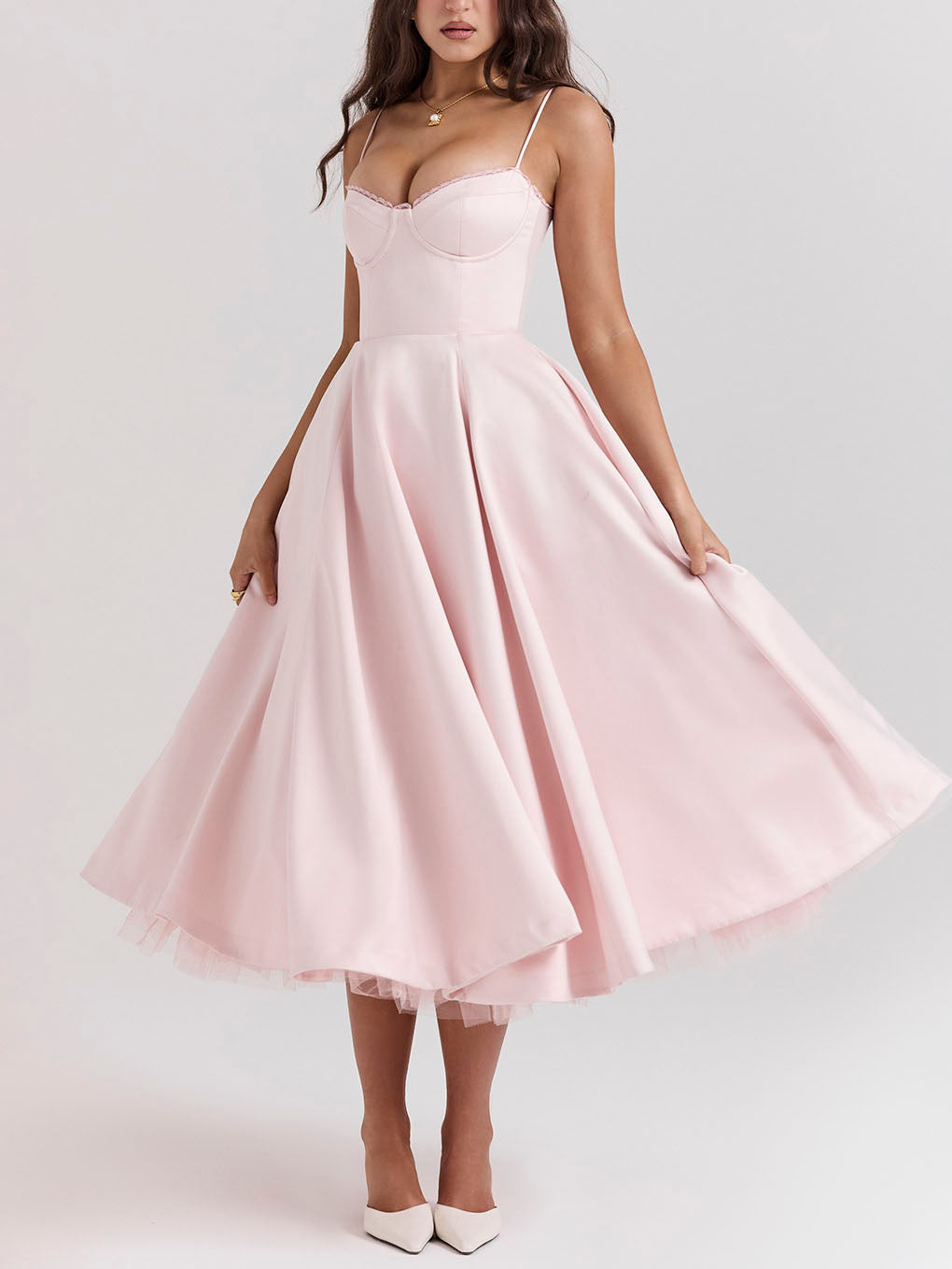 Sexy slim fit waist Midi Dresses