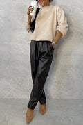 CAMEL LEATHER PANTS