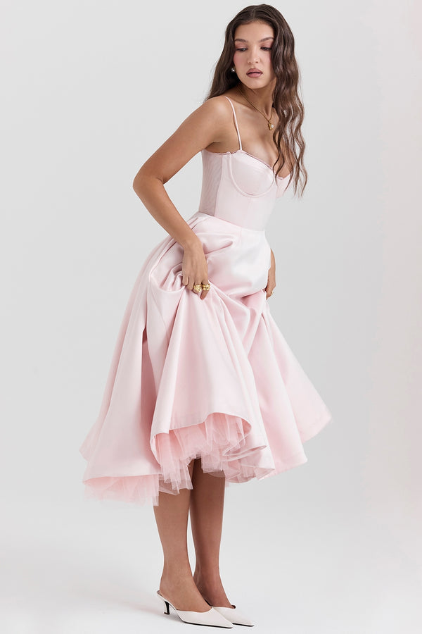 Aurora Sweetheart Midi Dress | A-Line Silhouette | Spaghetti Straps