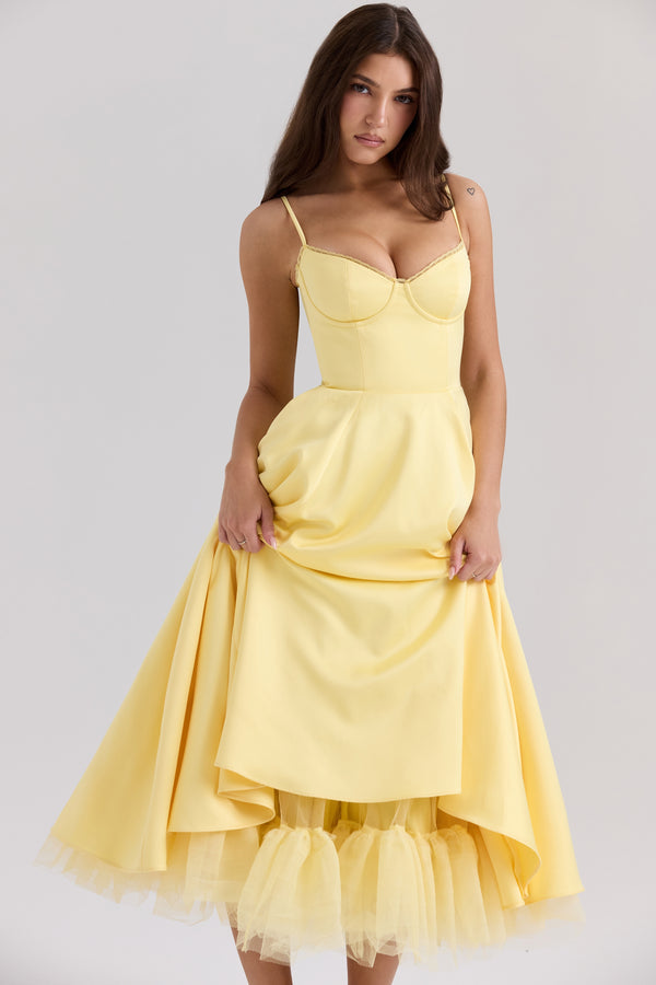 Aurora Sweetheart Midi Dress | A-Line Silhouette | Spaghetti Straps