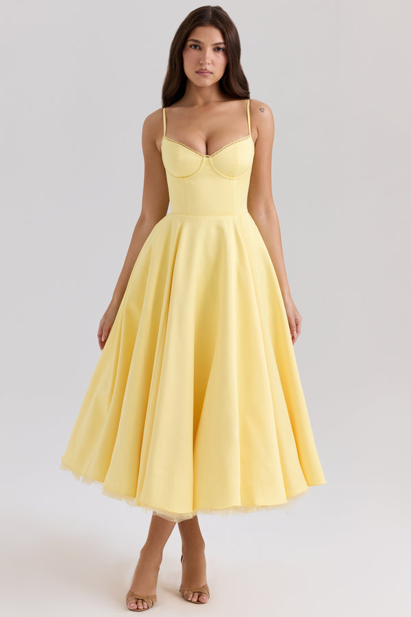 Aurora Sweetheart Midi Dress | A-Line Silhouette | Spaghetti Straps