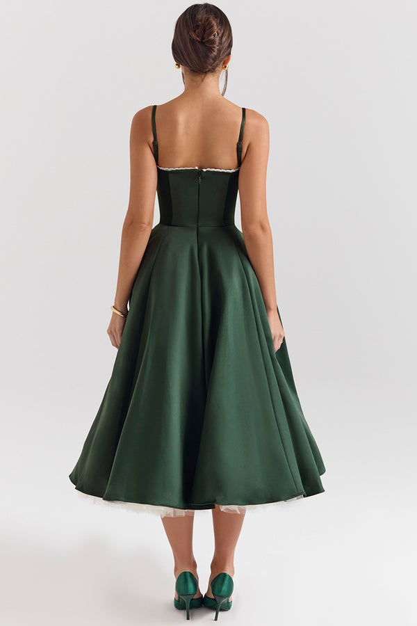 Aurora Sweetheart Midi Dress | A-Line Silhouette | Spaghetti Straps
