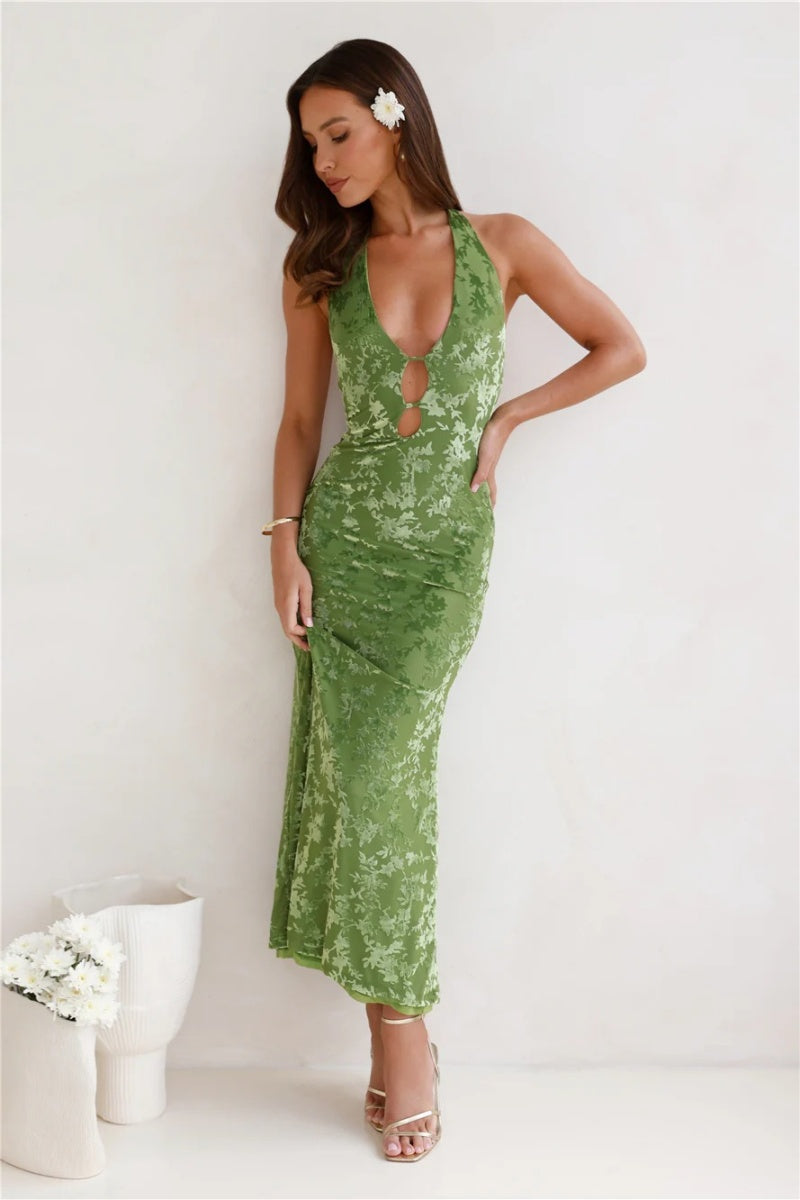 Backless Devor¨¦ Velvet Maxi Dress