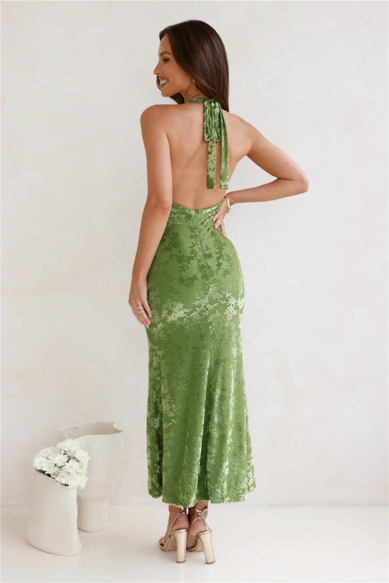 Backless Devor¨¦ Velvet Maxi Dress