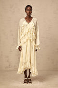 Floral-Print Ruffled Chiffon Midi Dress