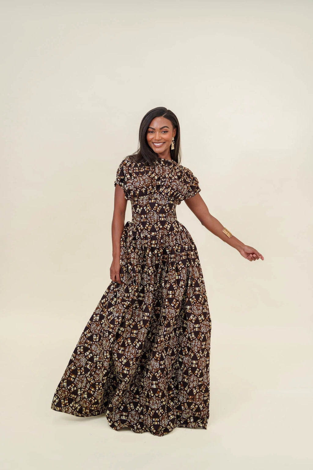 Boho Vortex Flare Maxi Dress