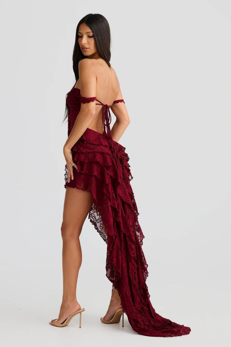 Hot Girls Backless See-Through Tube Top Midi Dress