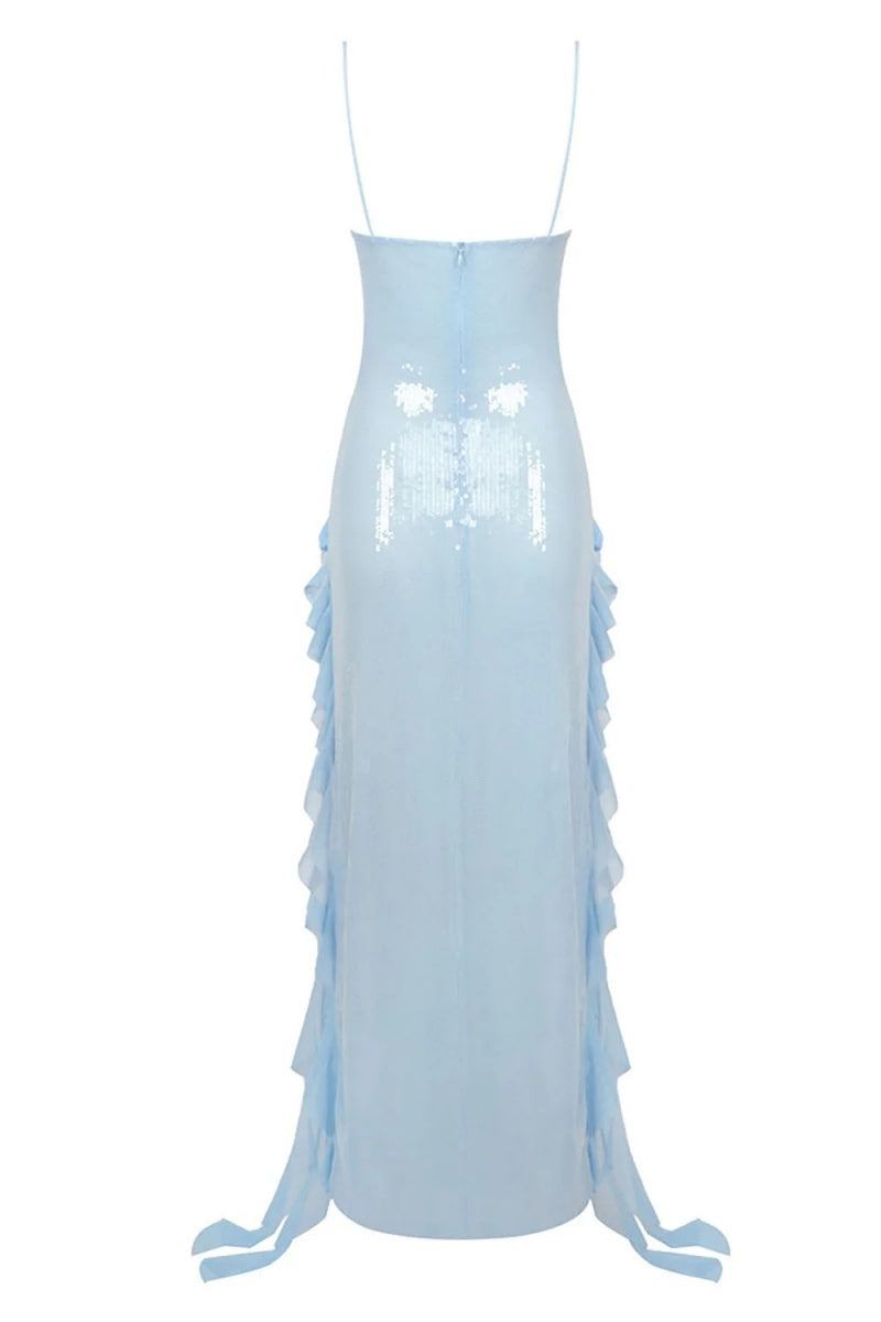 Magnetic Sensation Sequin Ruffled Maxi Dress