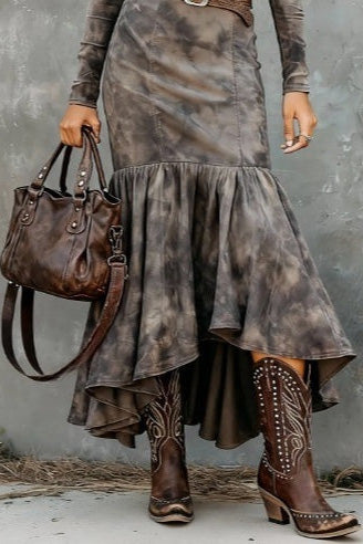 Vintage Polyester Flare Hem Midi Dress(Includes belt)
