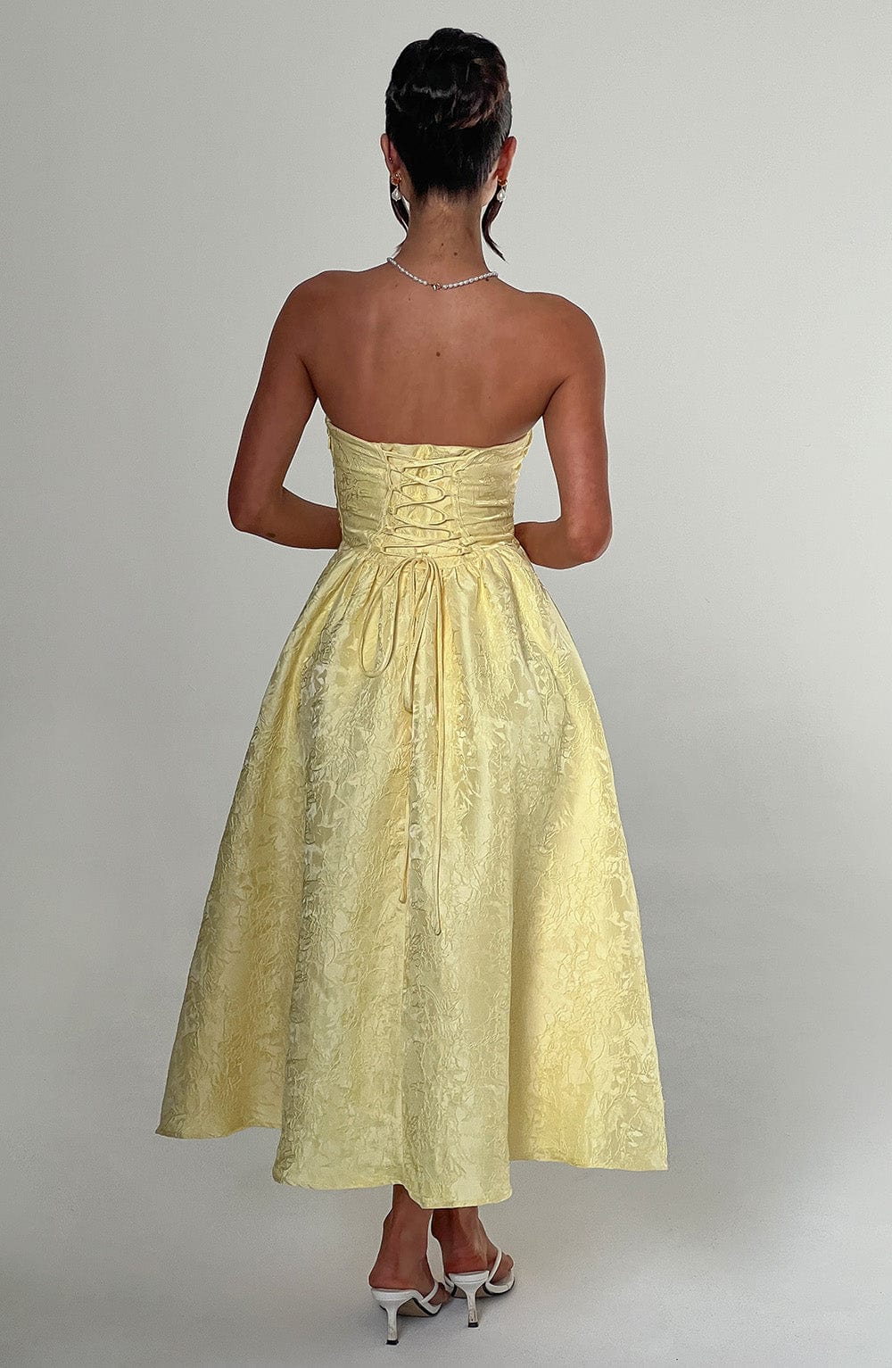 Celeste Strapless Brocade Midi Dress