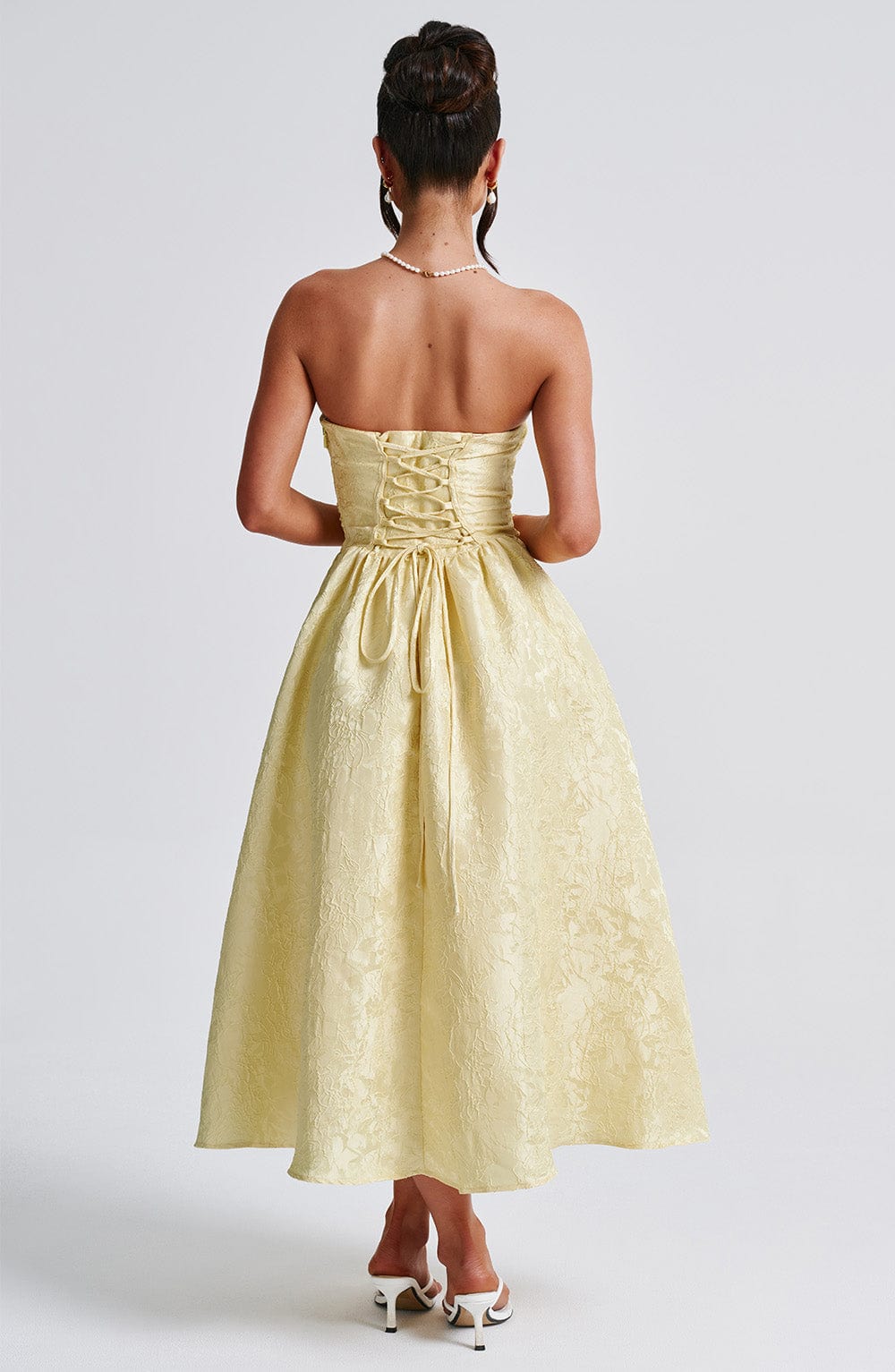 Celeste Strapless Brocade Midi Dress